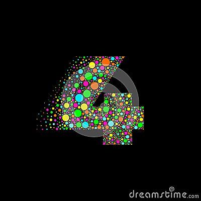 Number 4 in Dispersion Effect, Scattering Circles/Bubbles,Colorful vector Vector Illustration