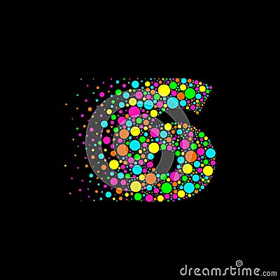 Number 6 in Dispersion Effect, Scattering Circles/Bubbles,Colorful vector Vector Illustration