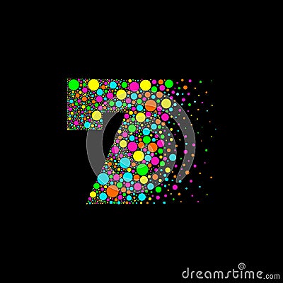 Number 7 in Dispersion Effect, Scattering Circles/Bubbles,Colorful vector Vector Illustration