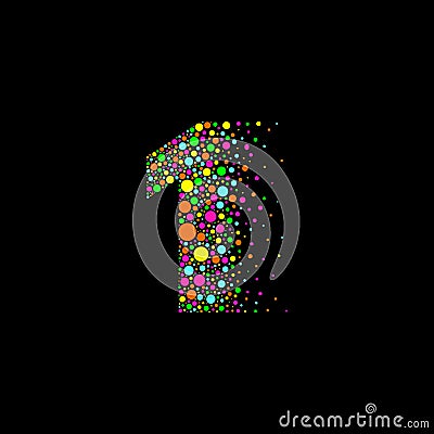 Number 1 in Dispersion Effect, Scattering Circles/Bubbles,Colorful vector Vector Illustration