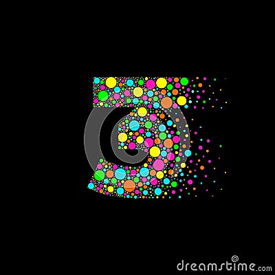 Number 3 in Dispersion Effect, Scattering Circles/Bubbles,Colorful vector Vector Illustration