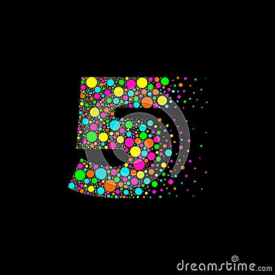 Number 5 in Dispersion Effect, Scattering Circles/Bubbles,Colorful vector Vector Illustration