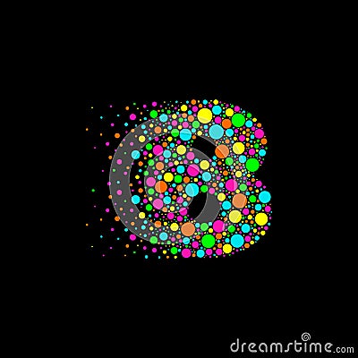 Number 8 in Dispersion Effect, Scattering Circles/Bubbles,Colorful vector Vector Illustration