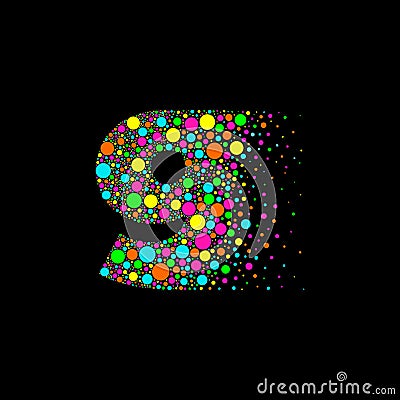 Number 9 in Dispersion Effect, Scattering Circles/Bubbles,Colorful vector Vector Illustration