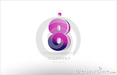 number 8 eight black white pink logo icon design Vector Illustration