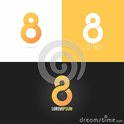 Number eight 8 logo design icon set background Vector Illustration