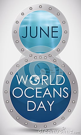 Number Eight with Underwater Scene Commemorating World Oceans Day, Vector Illustration Vector Illustration