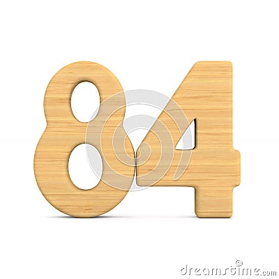 Number eighty four on white background. Isolated 3D illustration Cartoon Illustration