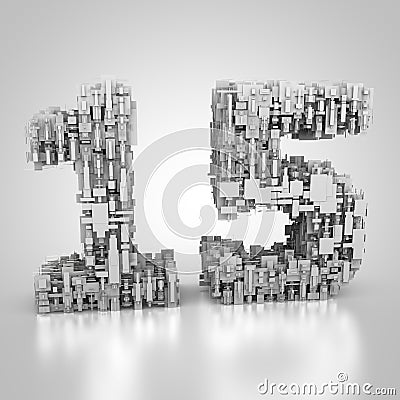 Number fifteen made out of technical texture Stock Photo