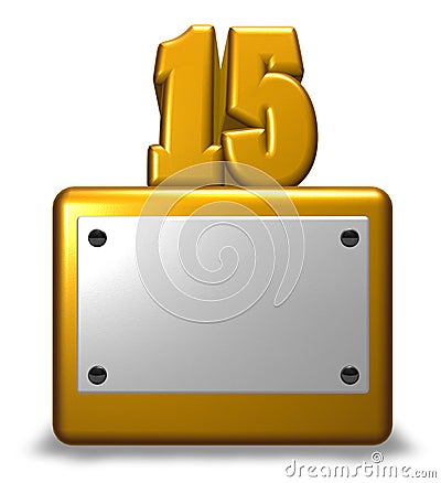 Golden number fifteen Stock Photo