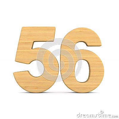 Number fifty six on white background. Isolated 3D illustration Cartoon Illustration