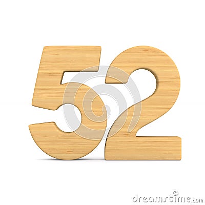 Number fifty two on white background. Isolated 3D illustration Cartoon Illustration