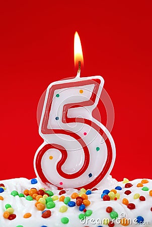 Number five birthday candle Stock Photo