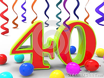 Number Forty Party Shows Fortieth Birthday Stock Photo