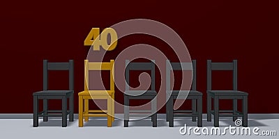 Number forty and row of chairs Stock Photo