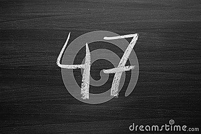 Number forty seven enumeration written with a chalk on the blackboard Stock Photo