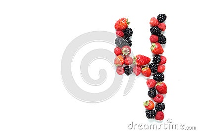 Number four with fruits Stock Photo