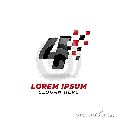 Number four 4 racing icon symbol design. racing number logo design Vector Illustration