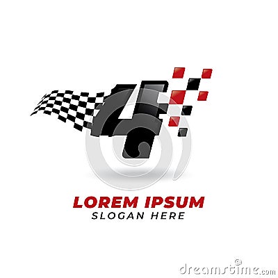 Number four 4 racing icon symbol design. racing number logo design Vector Illustration