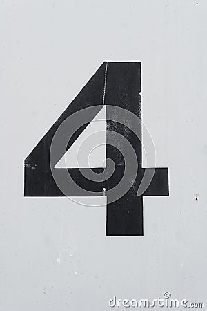 Number 4 four white old metal background texture Stock Photo