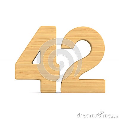 Number fourty two on white background. Isolated 3D illustration Cartoon Illustration