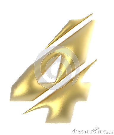 number 4 golden edge sliced text isolated - 3d rendering Stock Photo