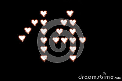 Number 14 of hearts on a black background Stock Photo