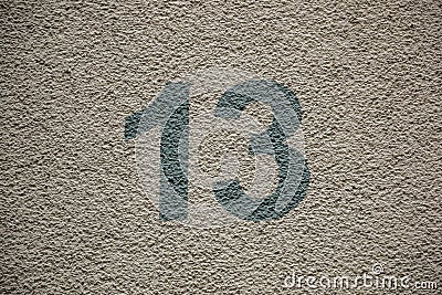 Number 13 of the house with green letters Stock Photo