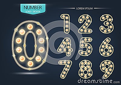 Number lamp template, set of numbers logo or icon Stock Photo