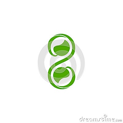 Number 2 leaf swirl spiral infinity symbol logo vector Vector Illustration