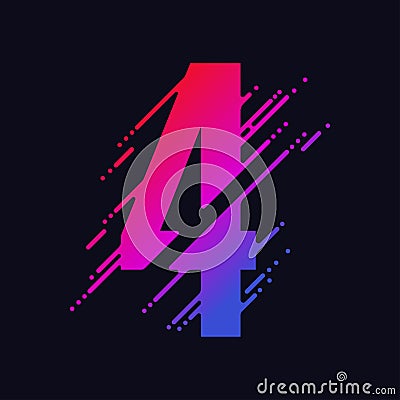 Number with liquid splash and drops, abstract colorful digits, ink mathematic symbol. Vector Vector Illustration