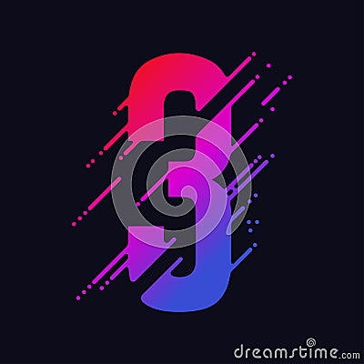 Number with liquid splash and drops, abstract colorful digits, ink mathematic symbol. Vector Vector Illustration