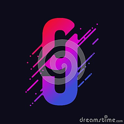 Number with liquid splash and drops, abstract colorful digits, ink mathematic symbol. Vector Vector Illustration