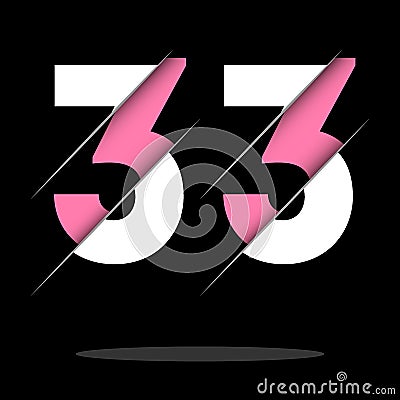 33 3 3 Number Logo Design with a Creative Cut and Black Circle Background. Creative logo design Stock Photo