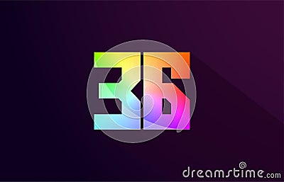 36 number rainbow colored logo icon design Vector Illustration