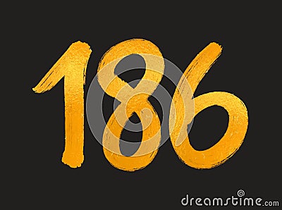 186 Number logo vector illustration, 186 Years Anniversary Celebration Vector Template, 186th birthday, Gold Lettering Numbers Vector Illustration
