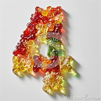 Gummy Number 4 Stock Photo