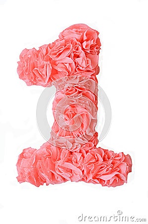 A number made of paper. delicate numbers on a white background. Stock Photo