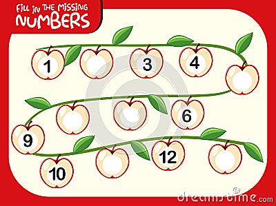 A number math worksheet Vector Illustration