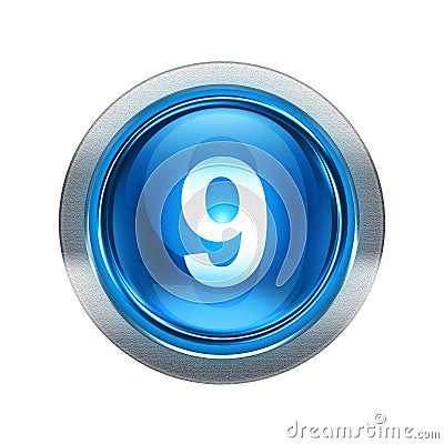 Number nine icon blue with Stock Photo