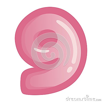 Number 9 Nine Pink Bold Alphabet Vector Icon Vector Illustration