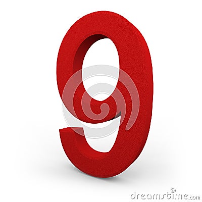 Number Nine on White Background Stock Photo