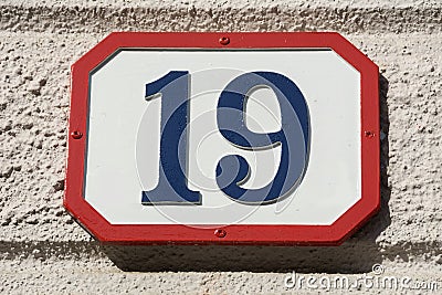 Number nineteen Stock Photo