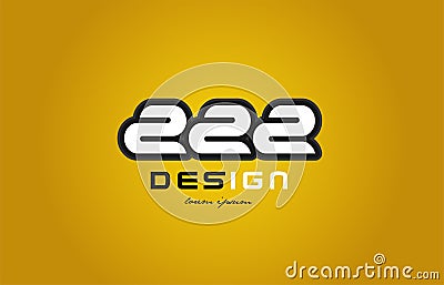 222 number numeral digit white on yellow background Vector Illustration