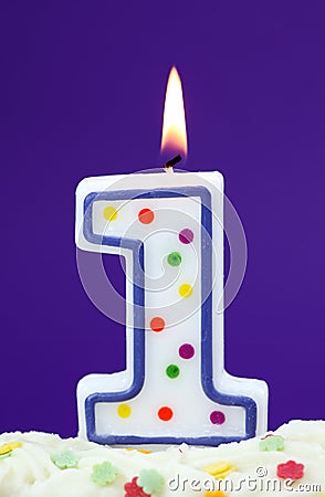 Number one birthday candle Stock Photo