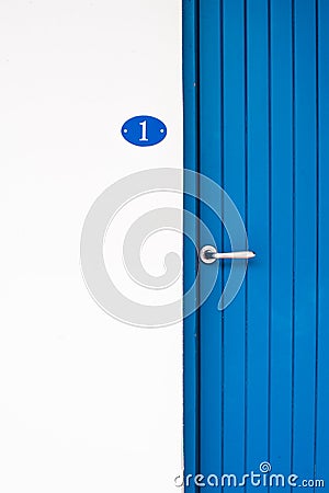 Number one blue door part Stock Photo