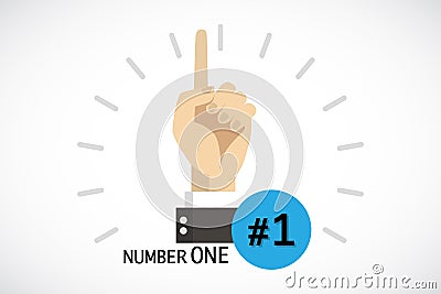 Number one fan hand with finger raised. Vector Illustration