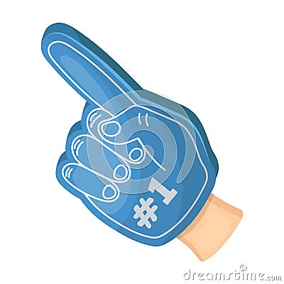 Number one is the fan`s glove.Fans single icon in cartoon style vector symbol stock illustration. Vector Illustration