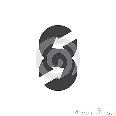 Number 8 opposite arrow geometric logo vector Vector Illustration