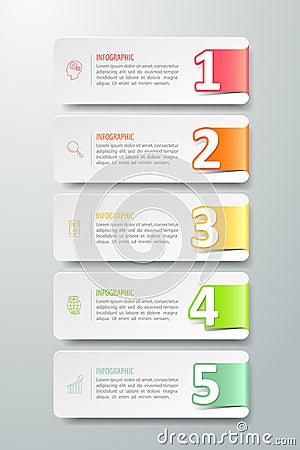 Number option banner infographic template 5 steps, Vector Illustration